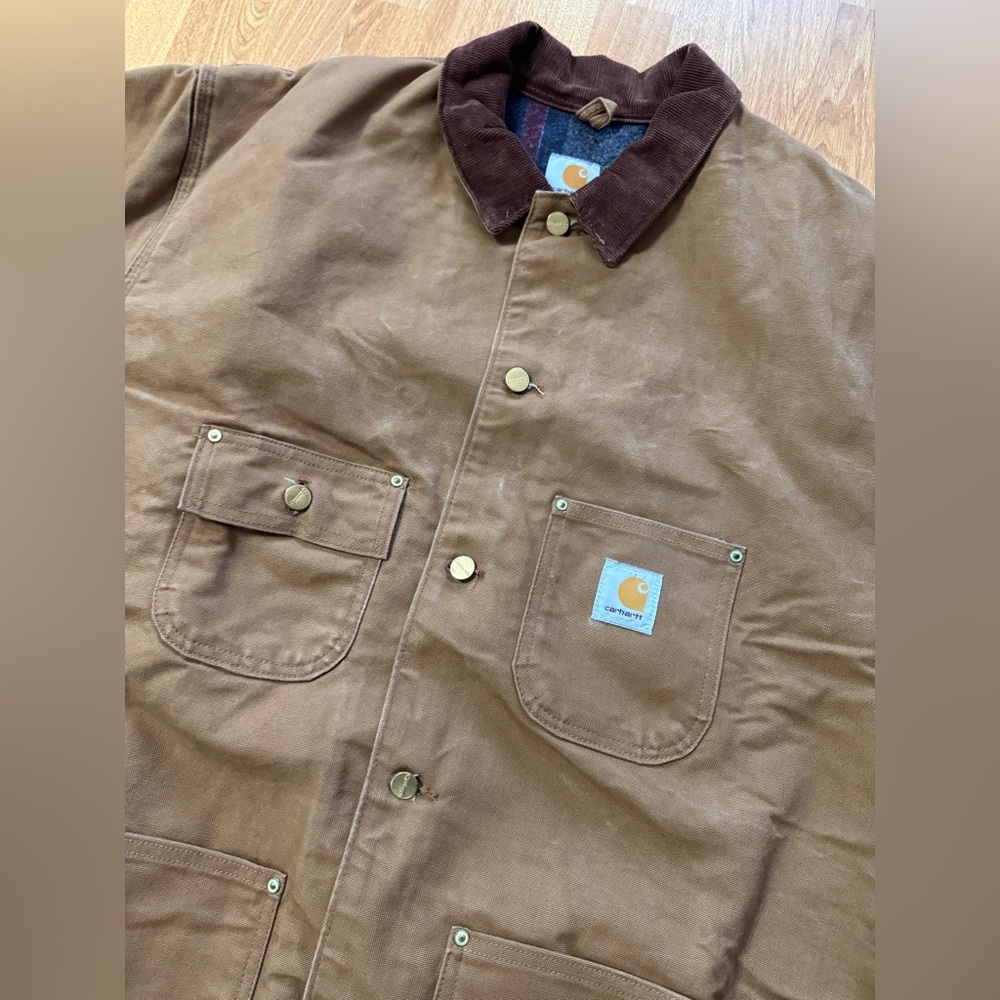 Vintage Carhartt Jacket Duck Canvas Quilt Lined Barn Chore Coat Size 54 Regular - Picture 2 of 15